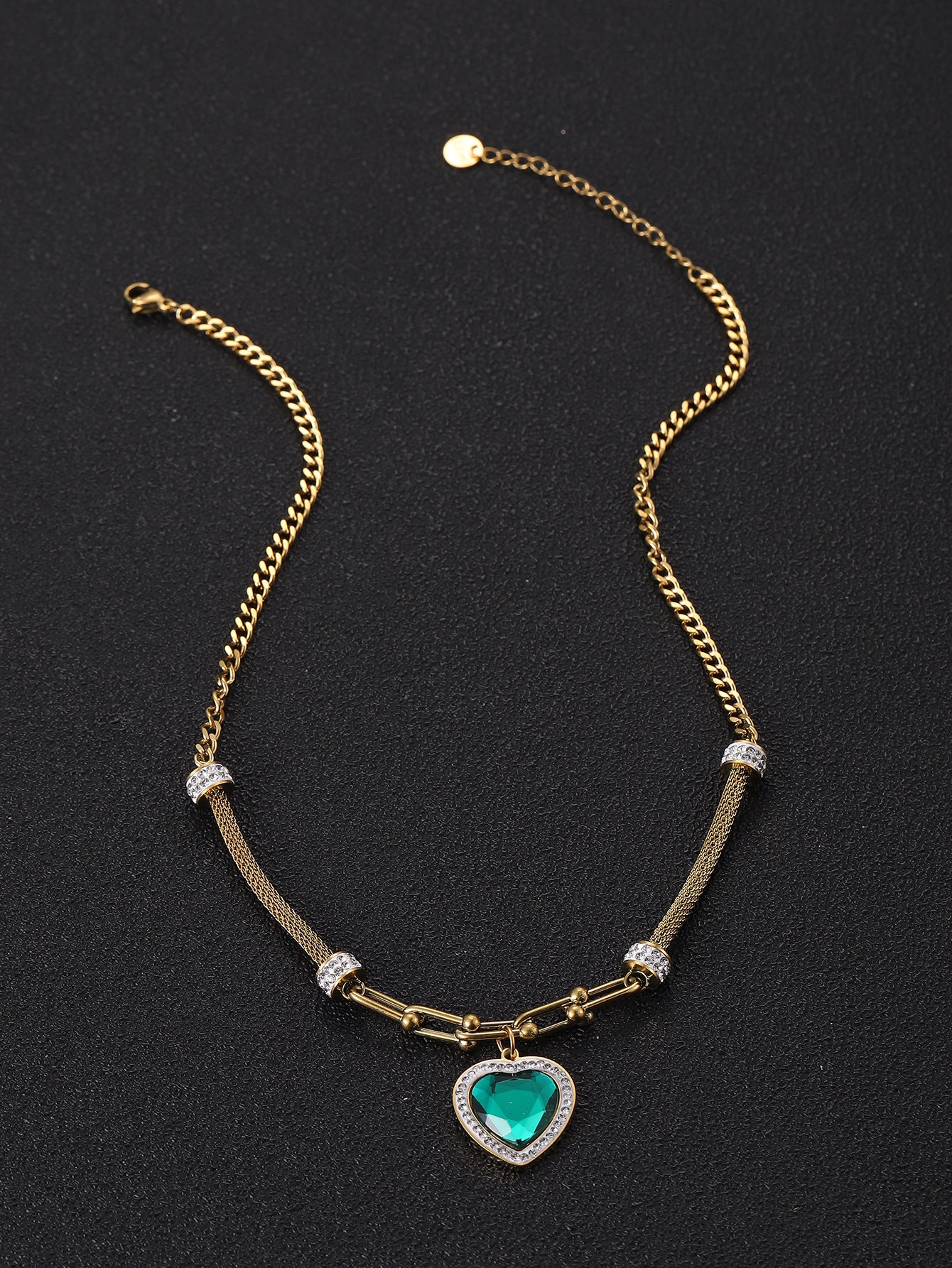 malachite style drop necklace close view