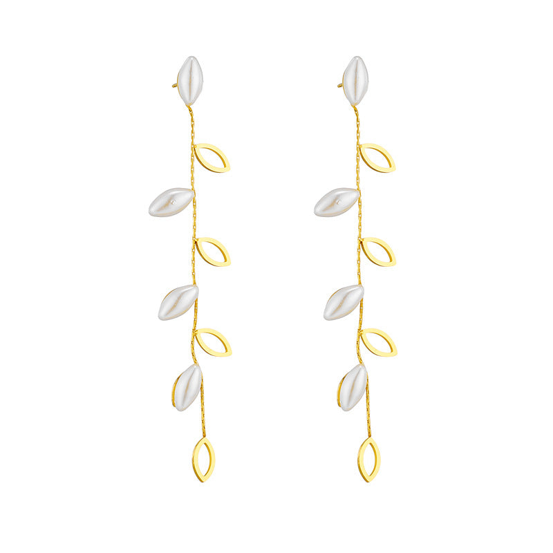 botanical gold dangle earrings
