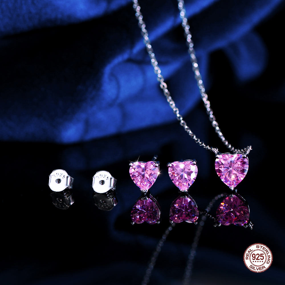 romantic pink zircon jewelry set