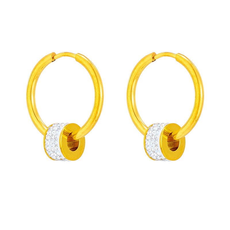 sliding crystal band hoop earrings