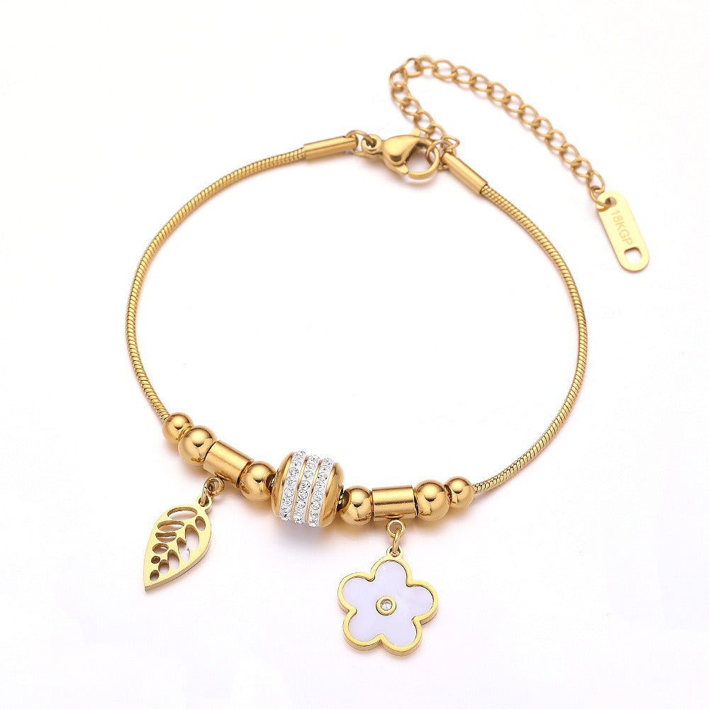 shell and zircon cuff bracelet