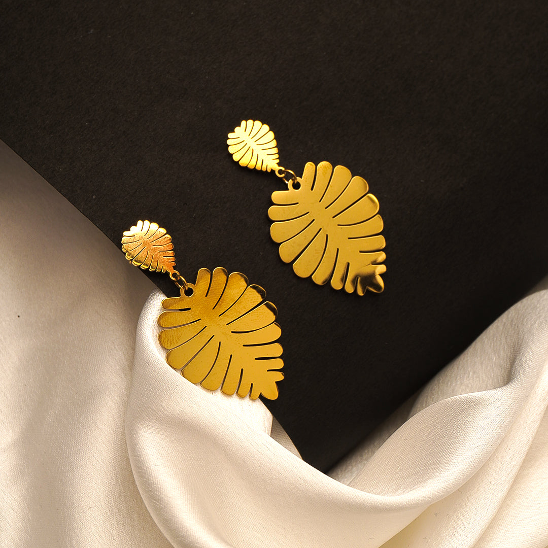 modern leaf statement earrings