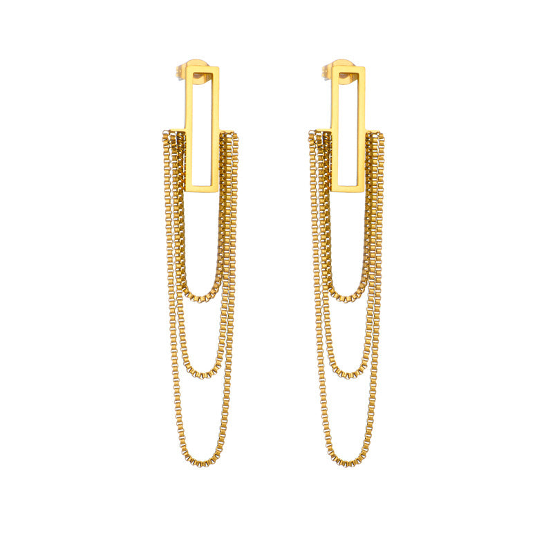 modern gold chain drop earrings
