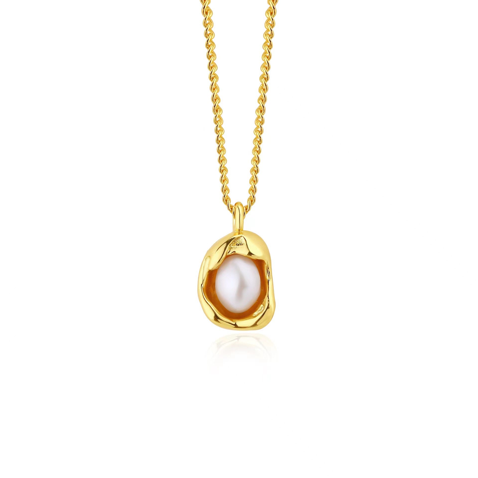 minimal pearl pendant gold tone