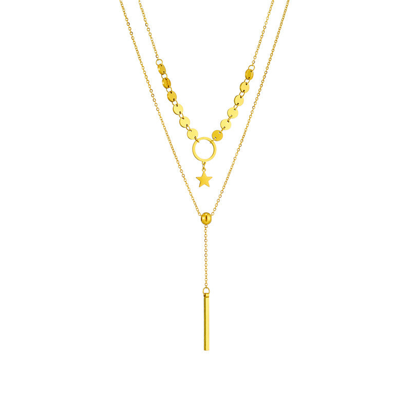 18k gold plated pearl lariat necklace