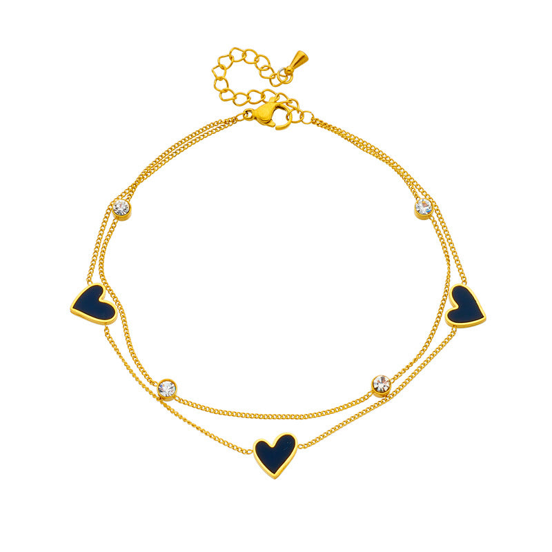 romantic black heart charm bracelet
