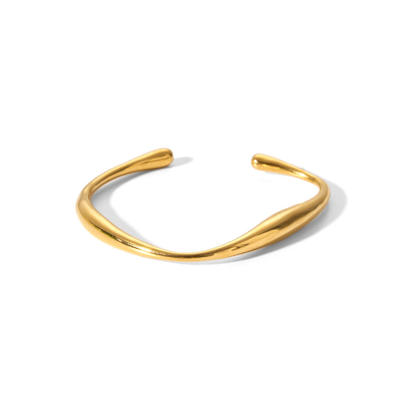 sleek stainless steel cuff bangle