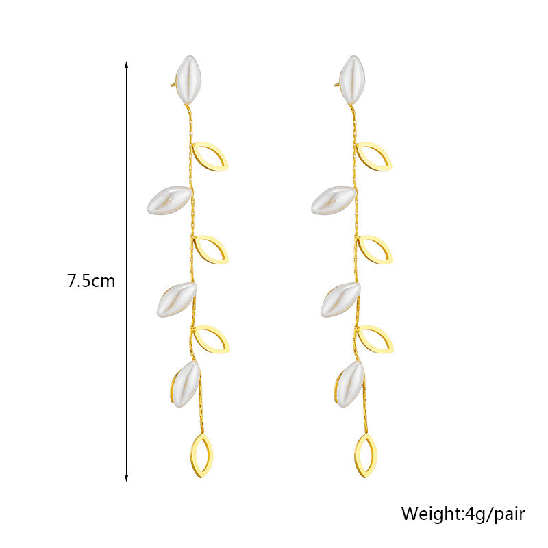 mother of pearl leaf earrings