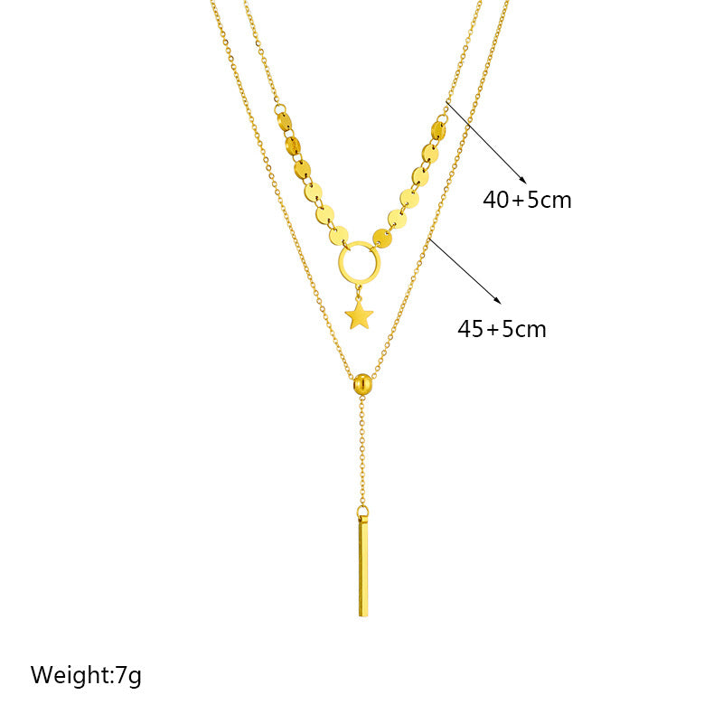 modern pearl layered gold necklace