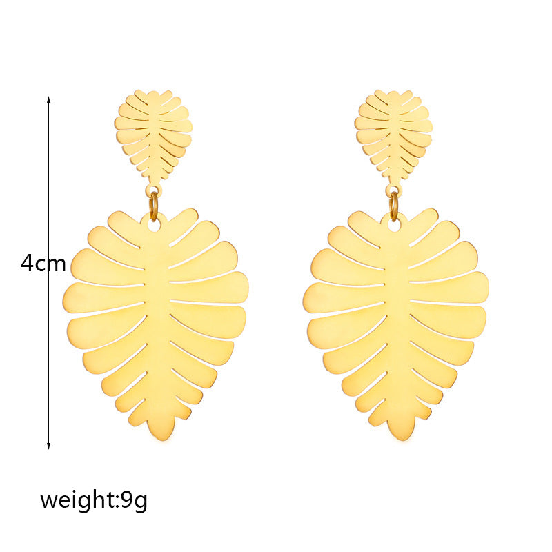 nature inspired gold drop earrings