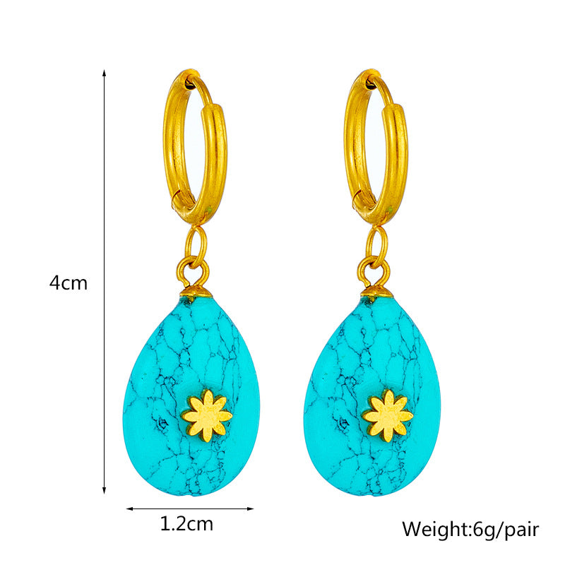 teardrop turquoise earrings close view