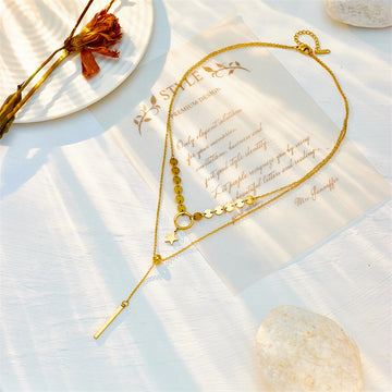 dual layer pearl lariat necklace