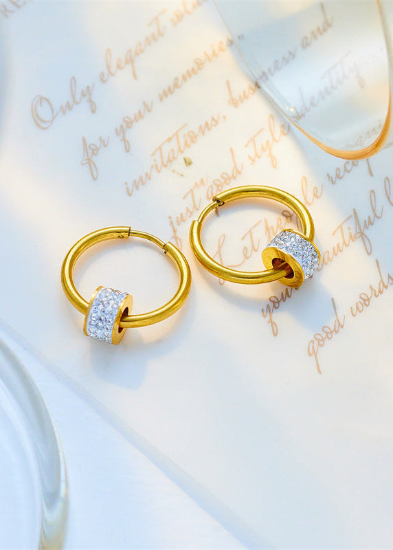 gold hoop earrings with crystal band