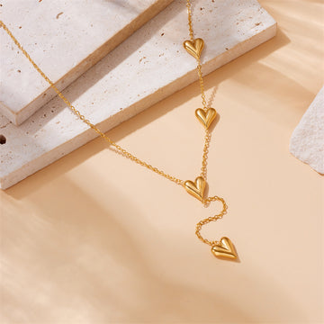 cascade of love gold heart necklace
