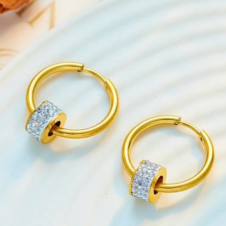 mid sized gold hoop crystal earrings