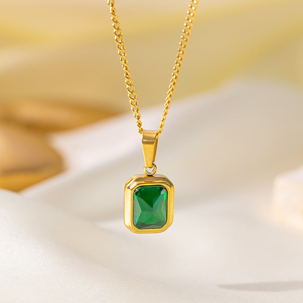 emerald cut statement pendant necklace for women