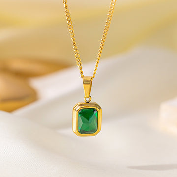 emerald cut statement pendant necklace for women