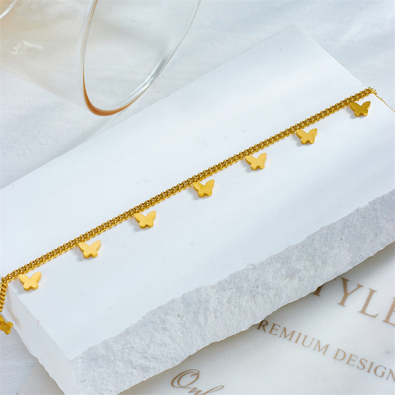 minimal gold bead anklet