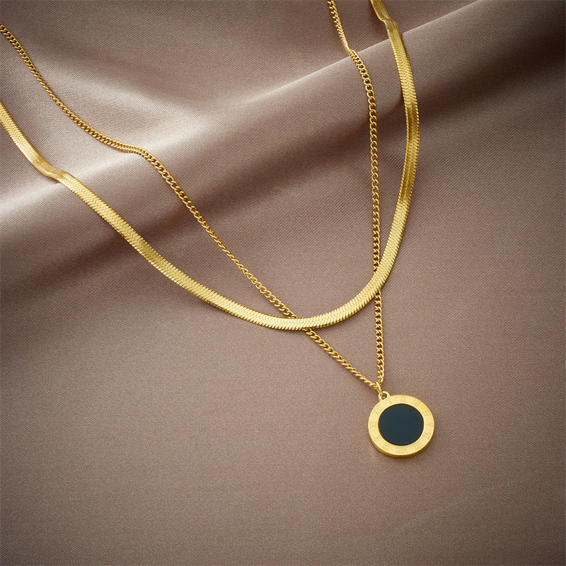 minimalist black enamel necklace