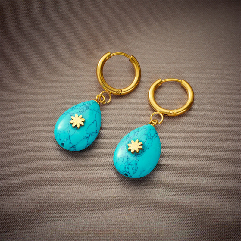 gold and turquoise statement earrings