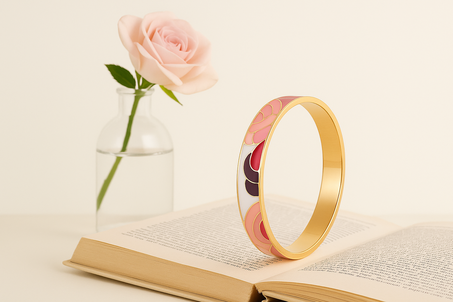 retro floral gold bangle