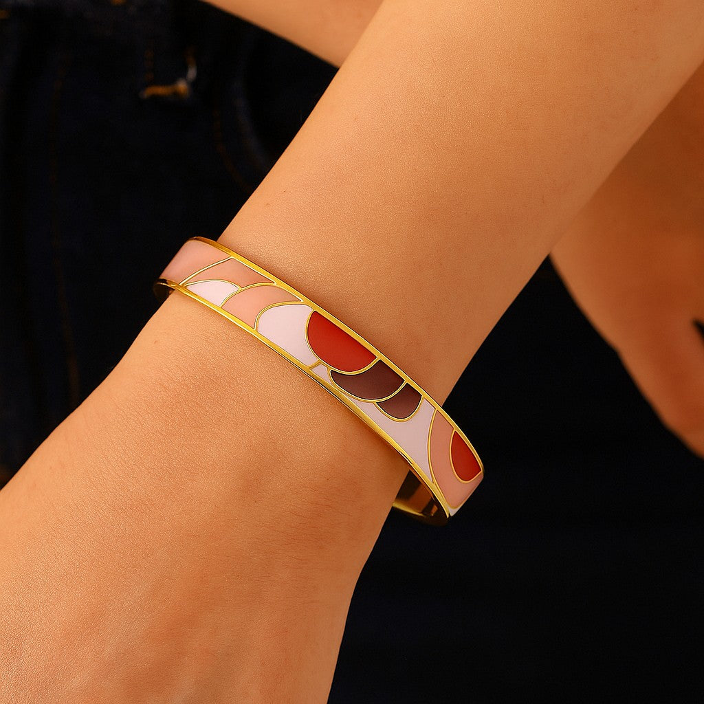 gold enamel statement bangle