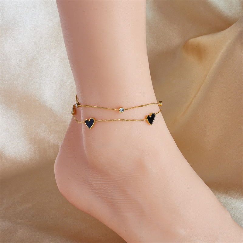 black enamel heart bracelet