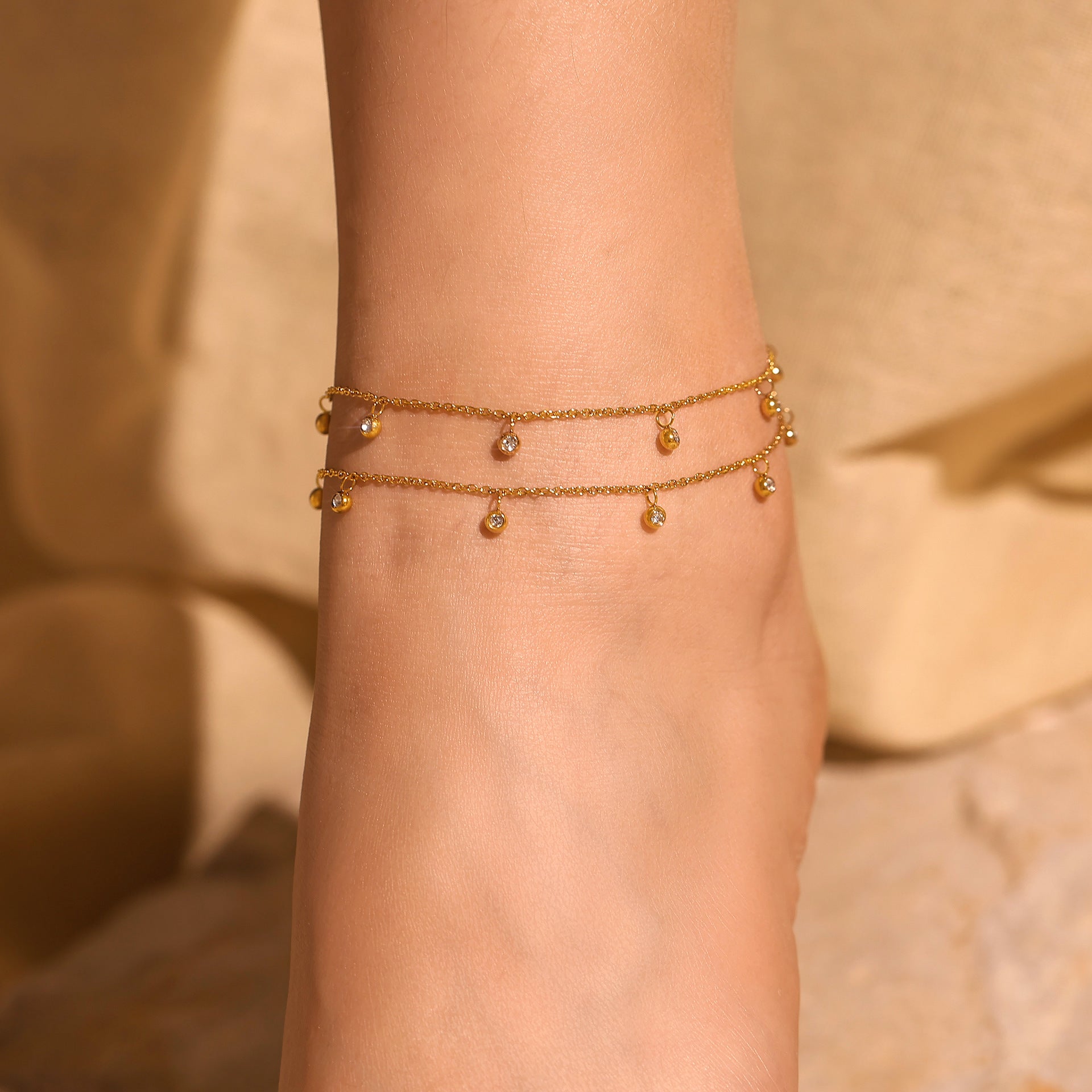 delicate gold anklet chain