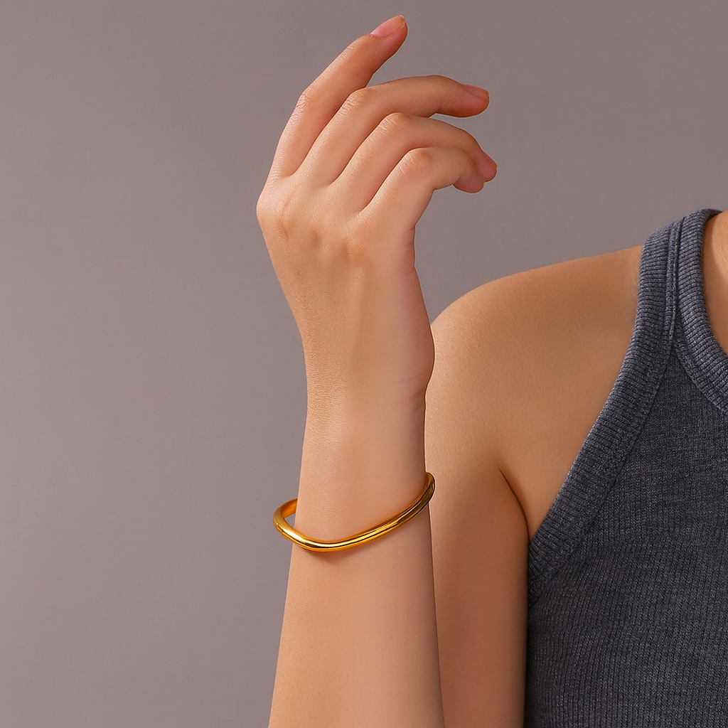gold tone minimal open cuff