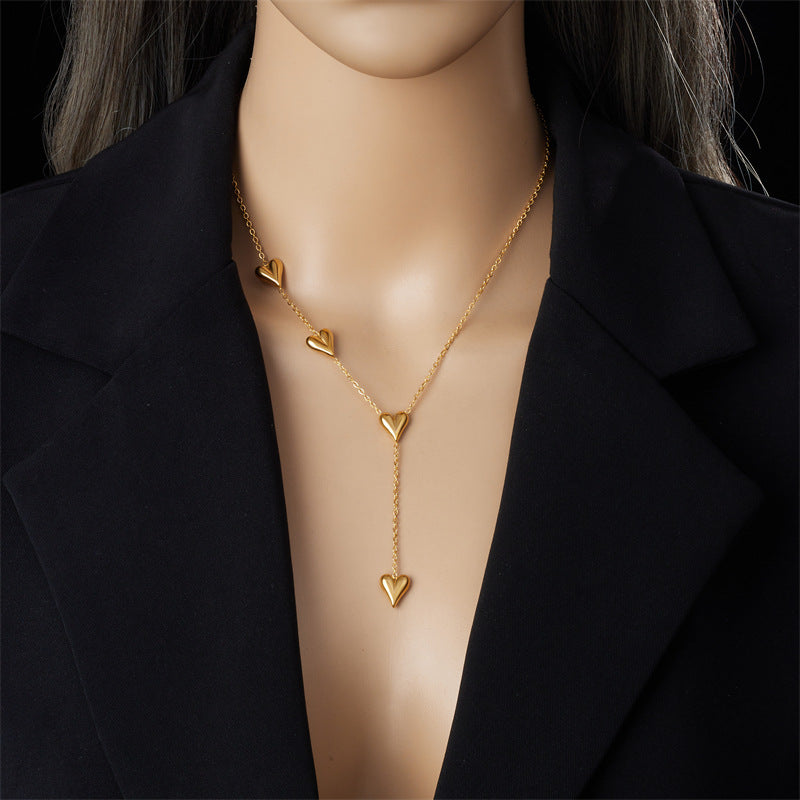 geometric heart gold necklace