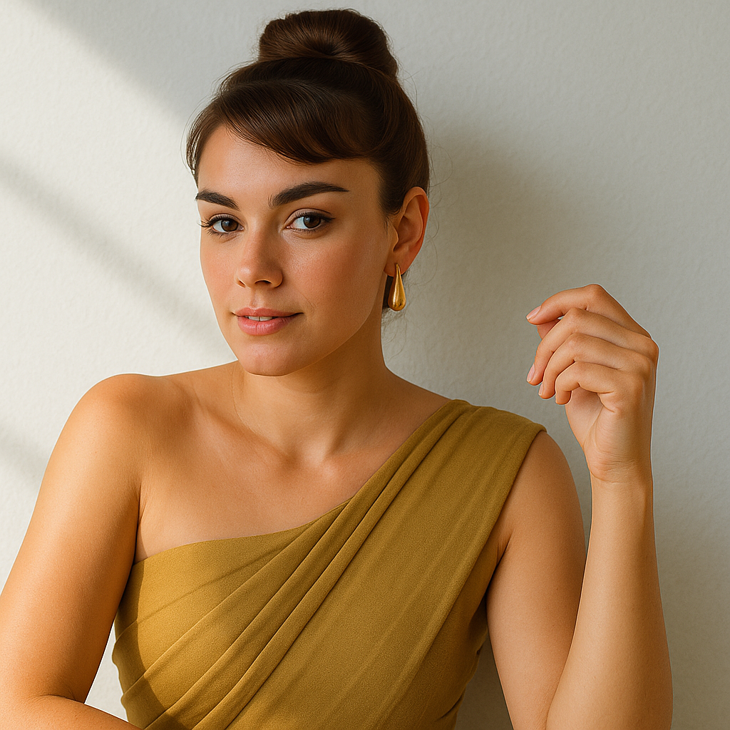 gold teardrop dome earrings