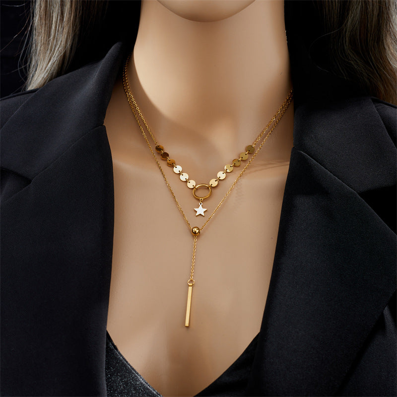 lariat necklace with vertical bar drop