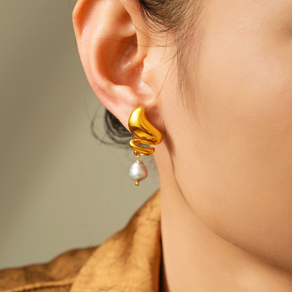 molten pearl drape earrings