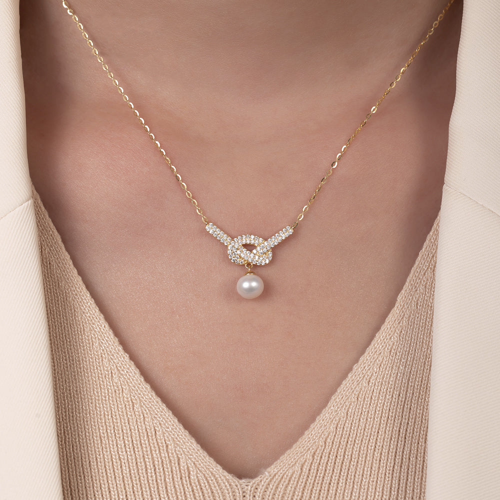 love knot gold plated silver pendant