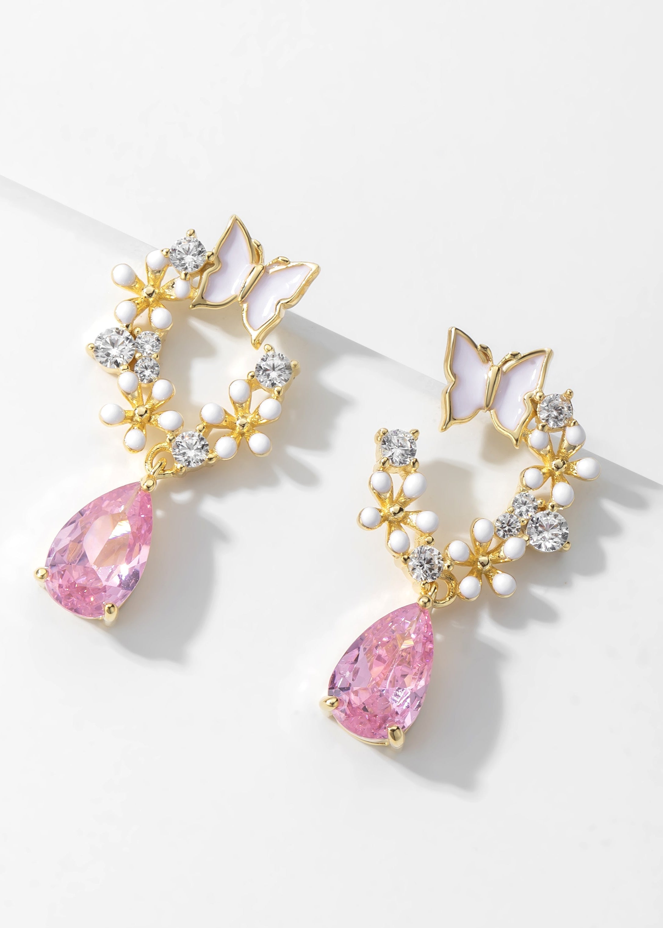 white enamel butterfly floral jewelry