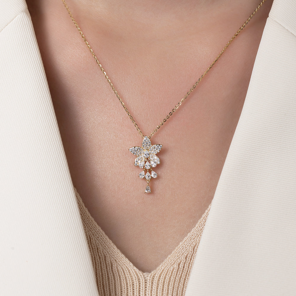 orchid cubic zirconia pendant