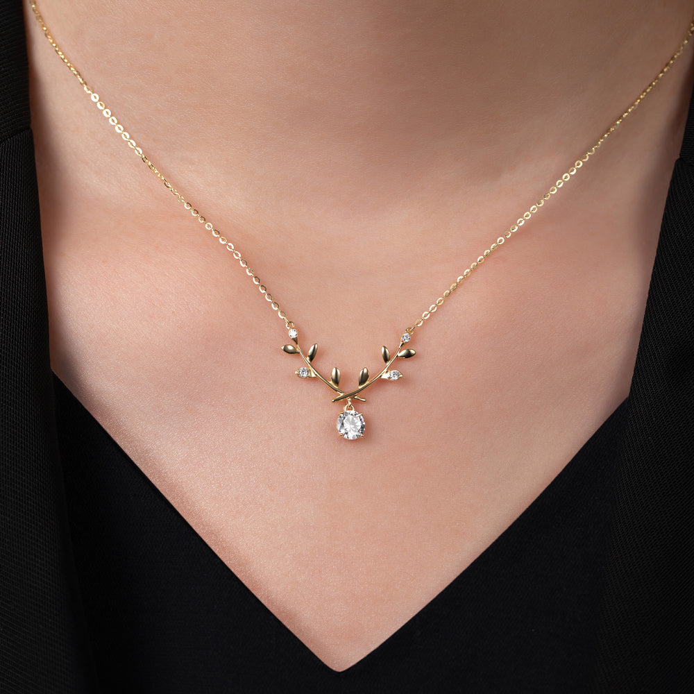 leaf design cubic zirconia pendant