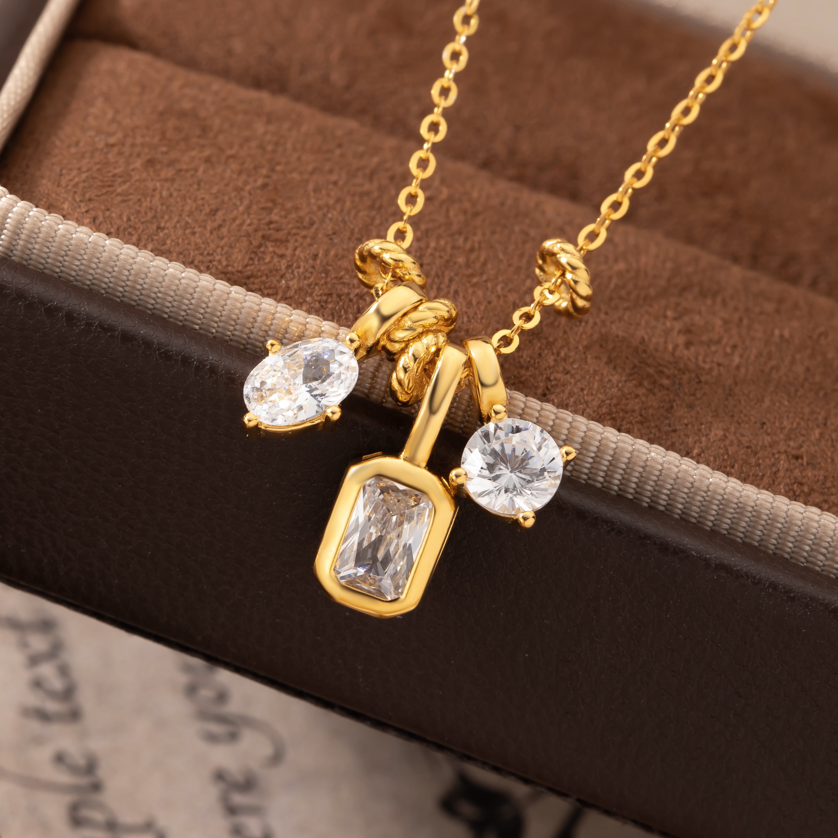 princess cut cubic zirconia gold plated pendant