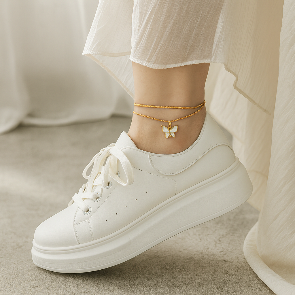minimal butterfly anklet