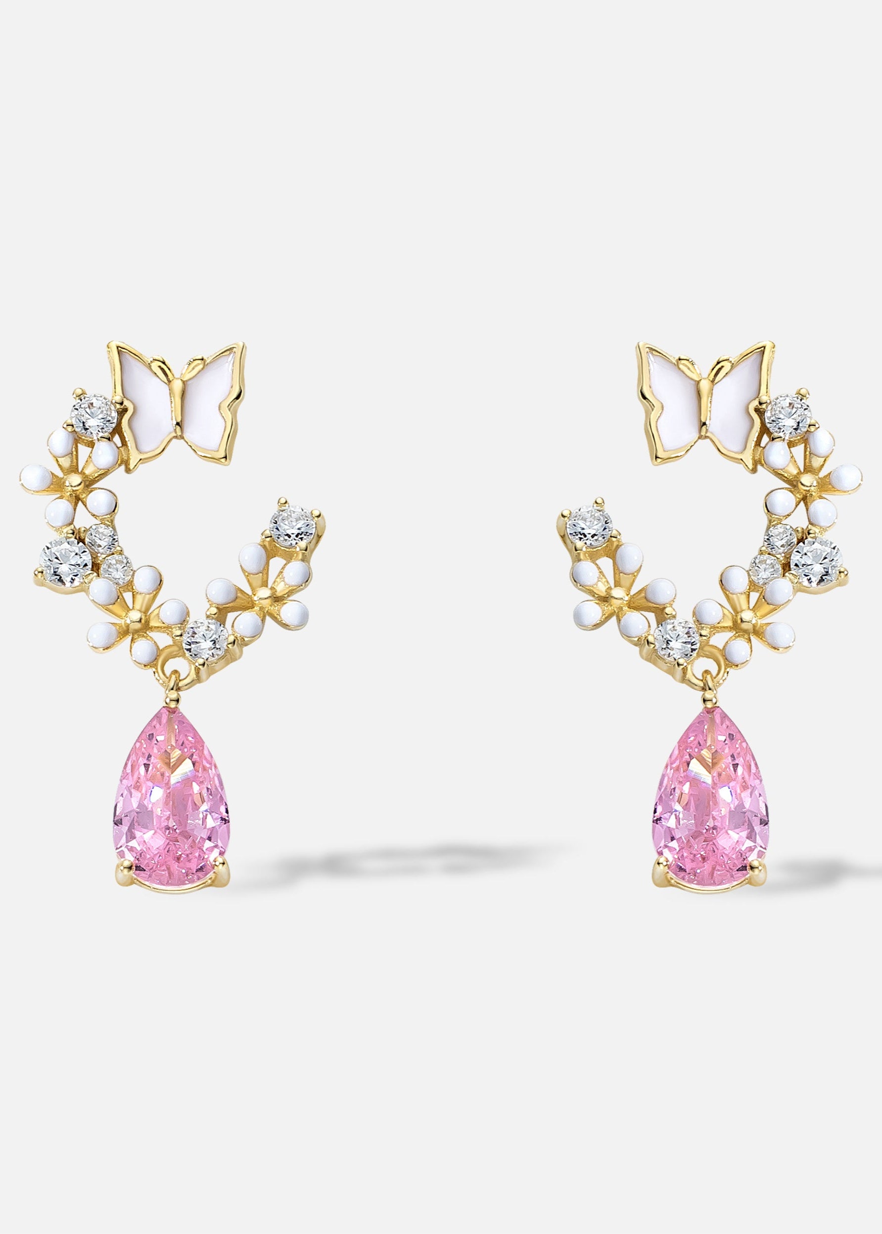 cubic zirconia pink teardrop set
