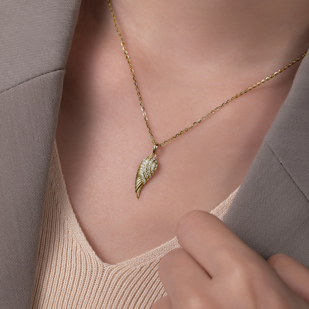 angel wing gold plated silver pendant