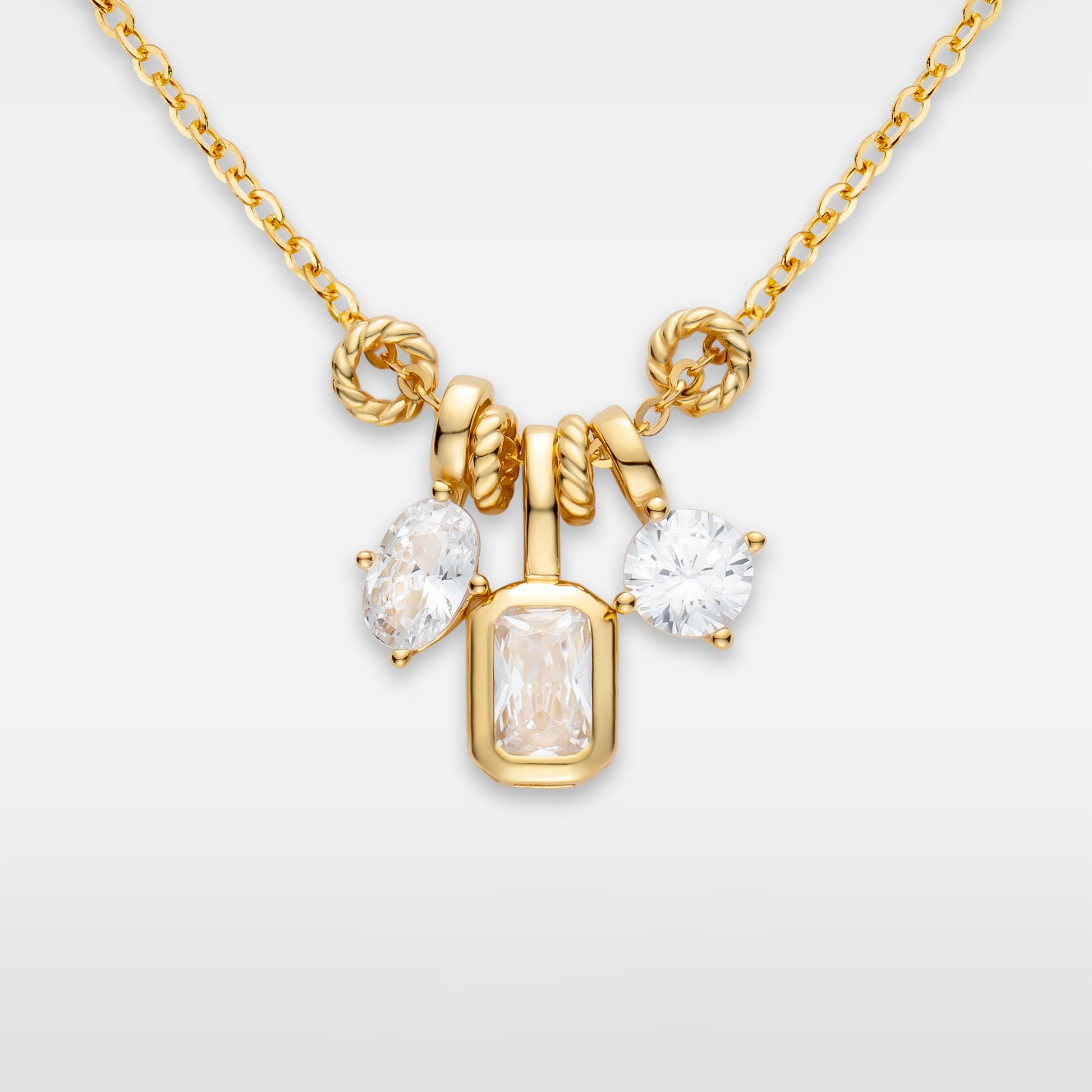 emerald cut cubic zirconia trinity necklace