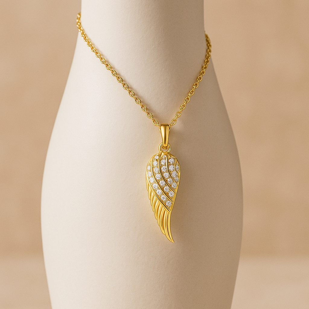cubic zirconia angel wing necklace