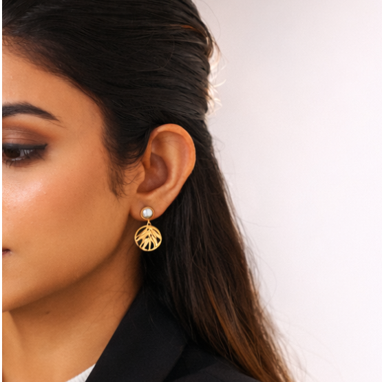 Golden Palm Drops Earrings