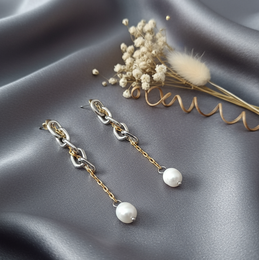 golden drift chain drops earrings