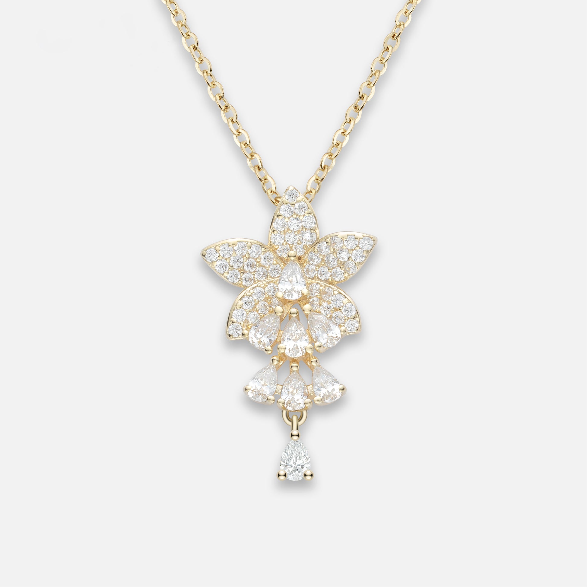 floral silver cz pendant