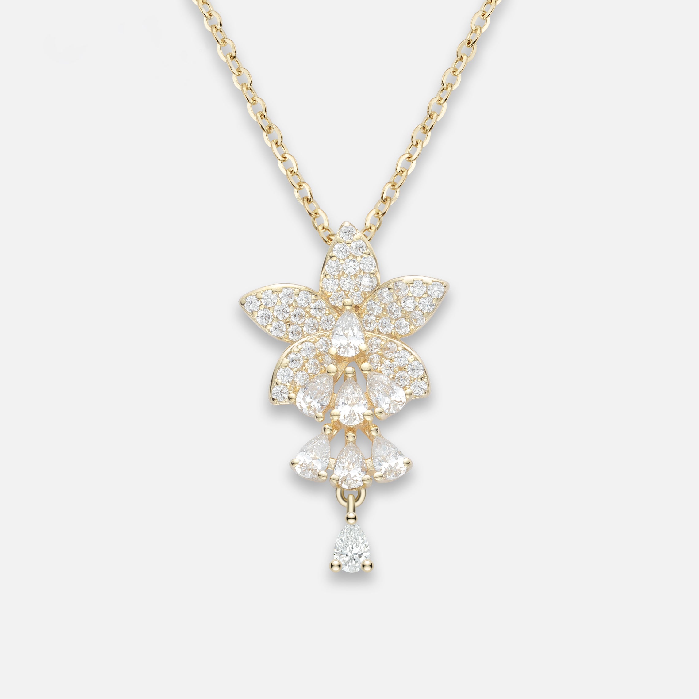 floral silver cz pendant