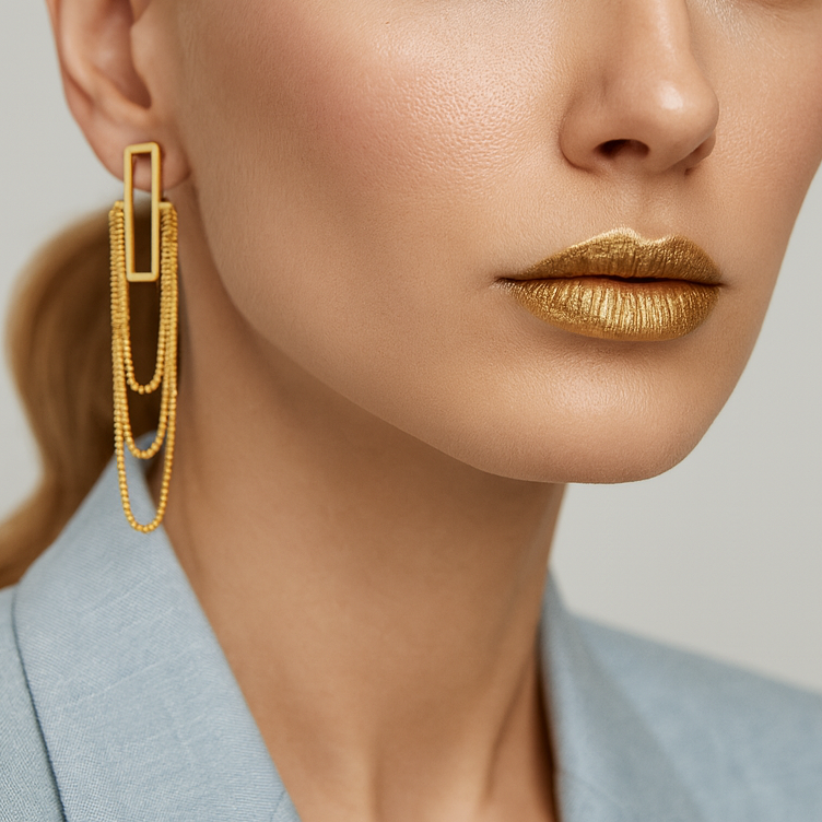 linear luxe earrings gold